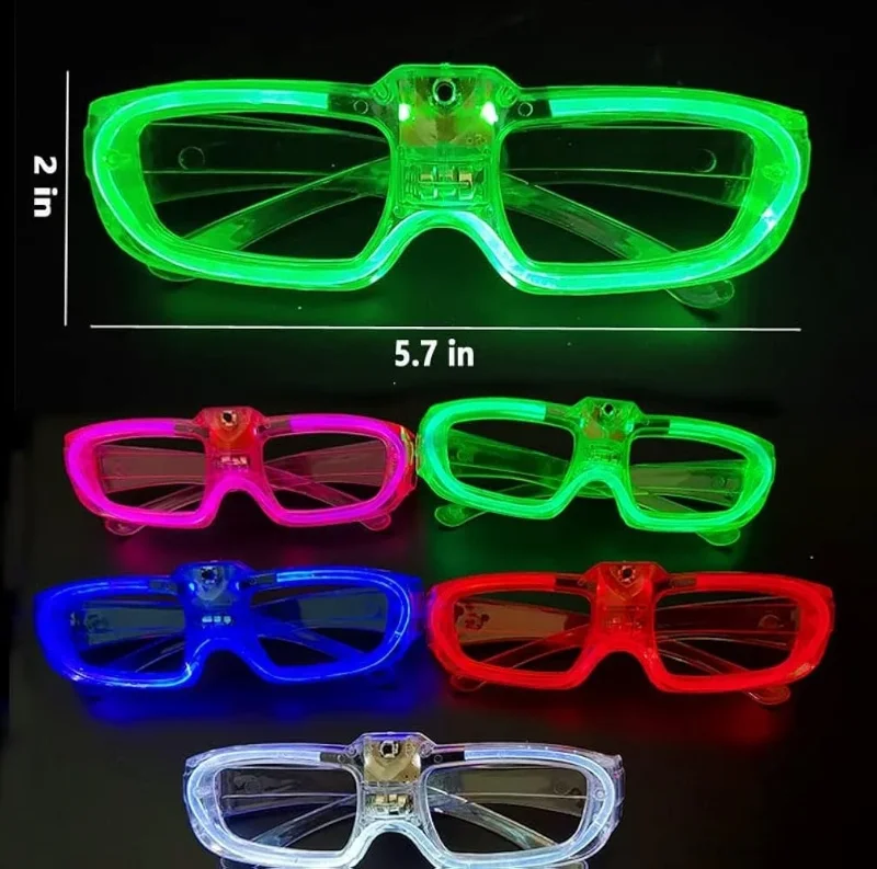 Glow Efektli Yeşil LED Parti Gözlüğü 3 Modlu Eğlence