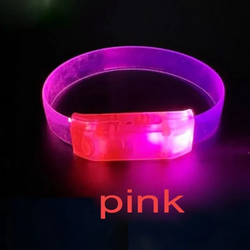 Esnek Parti Bilekliği 3 Modlu Pilli Pembe Işıklı