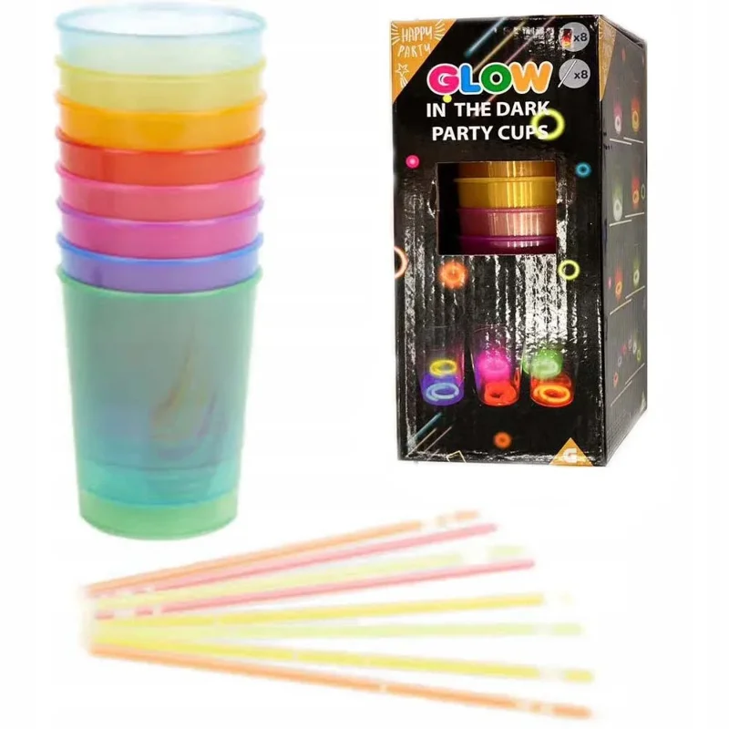 Mega Glow Bardak Seti 8 Adet 8.5 x 10.5 cm Karanlıkta Yanan