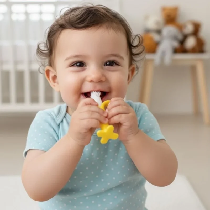 Eğlenceli Silikon Diş Kaşıyıcı Muz Şeklinde Bebek Diş Aparatı