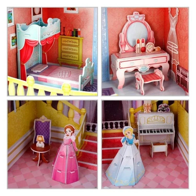 Eğlenceli Peri Masalı Şatosu 3D Puzzle Seti