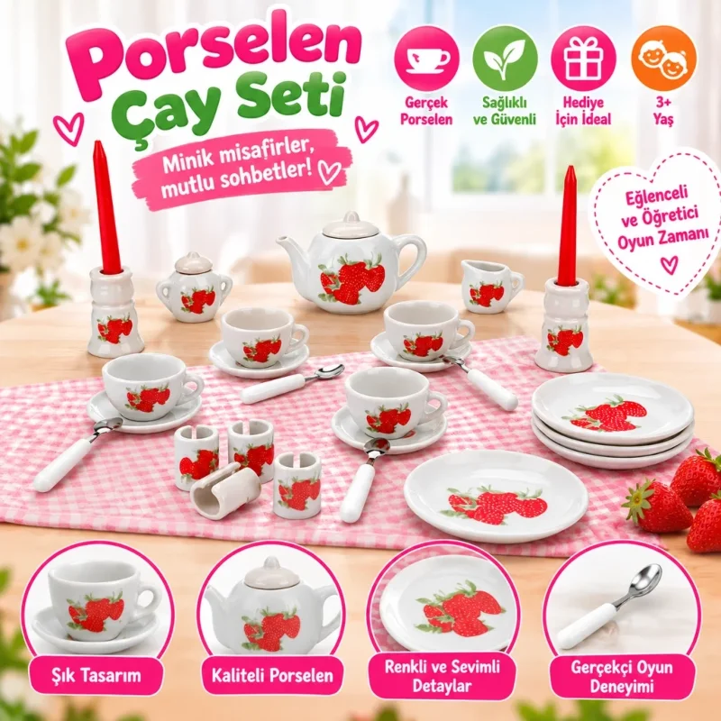 Şık Çay Seti 29 Parça Porselen Takım
