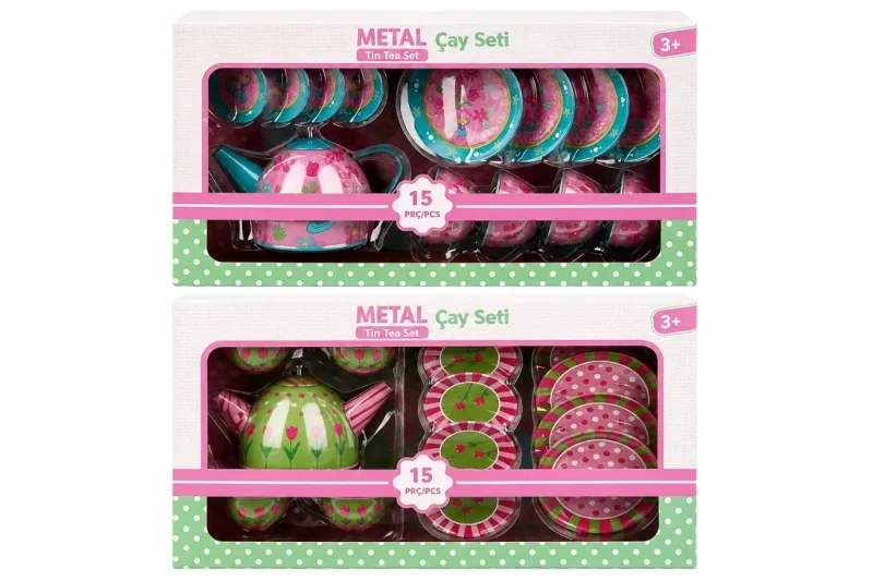 Şık Metal Çay Takımı 15 Parça - Oyun Seti