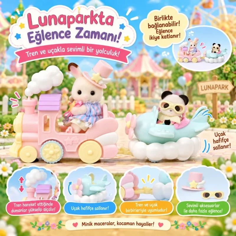 Eğlenceli Lunapark Oyun Seti Uçak ve Tren 1 Adet