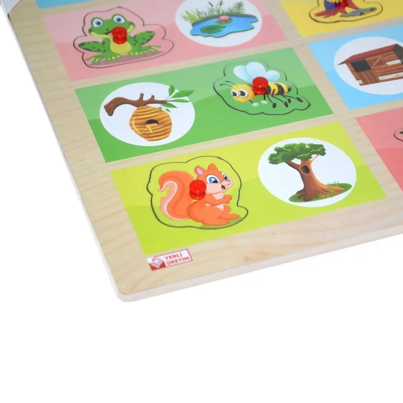 Eşleştirme Oyunu Ahşap Tutmalı 1 Adet Eğitici Oyun
