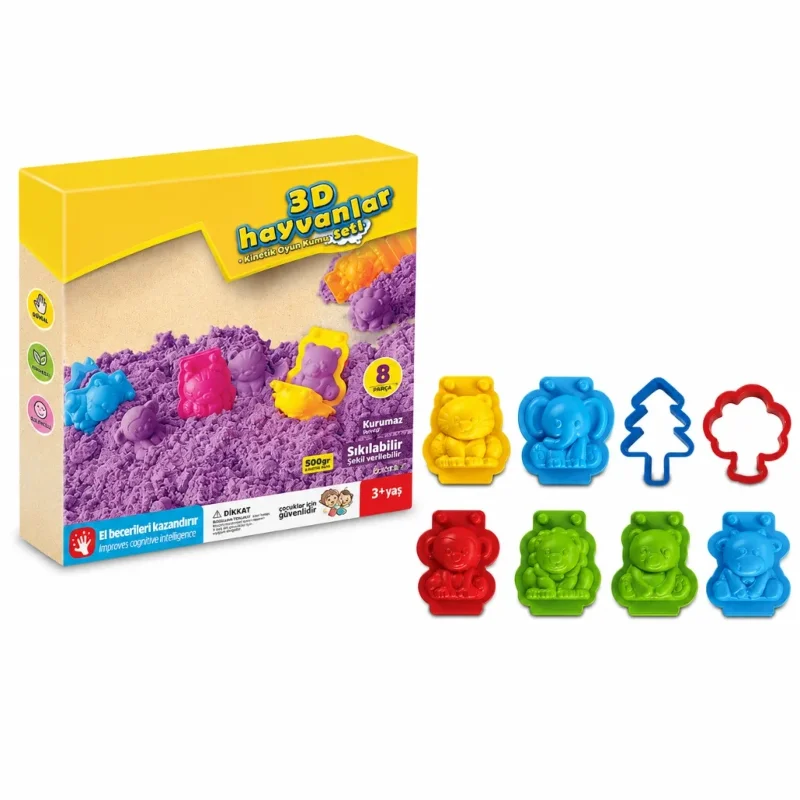 Eğlenceli 3D Hayvanlar Kum Seti 500 gr +3 Yaş