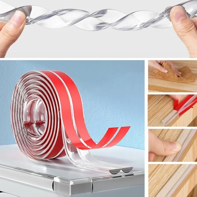 Ergonomik Şeffaf Silikon Kenar Koruyucu Bant 2 Metre Bebek Güvenliği
