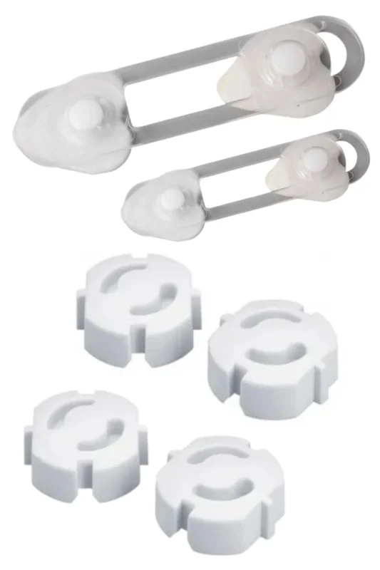 Ergonomik Çocuk Güvenlik Seti - 2 Çekmece Kilidi ve 4 Priz Koruyucu