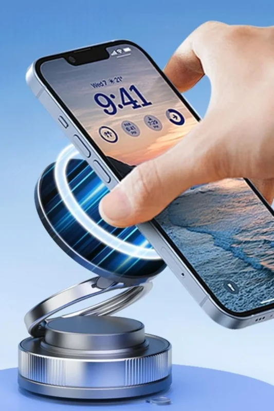 Ultra Sabit Manyetik Araç İçi Telefon Tutucu - 360° Döner Vakumlu Stand