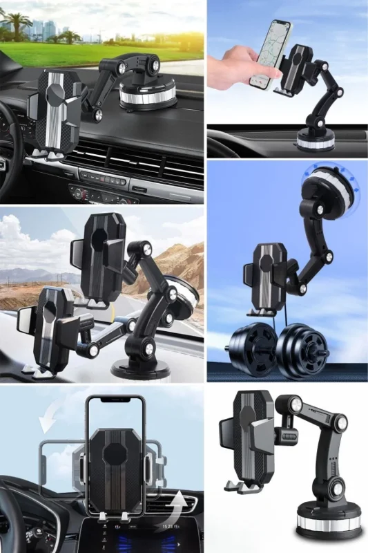 Ergonomik 360 Derece Dönebilen Araç İçi Telefon Tutucu Vantuz