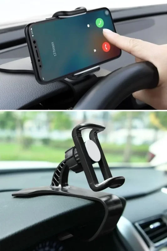 Ergonomik Araç İçi Telefon Tutucu Dönme Başlıklı Kıskacı