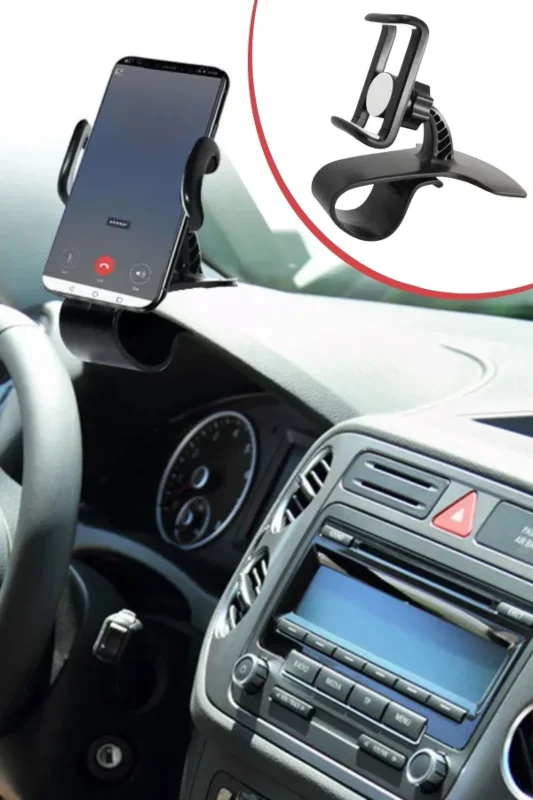 Ergonomik Araç İçi Telefon Tutucu Dönme Başlıklı Kıskacı