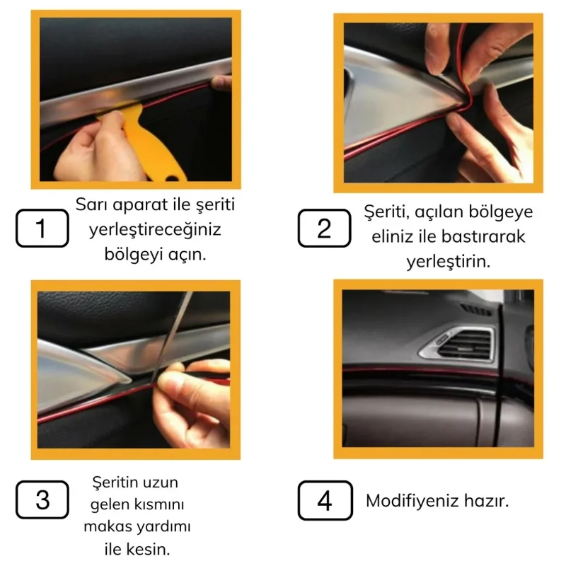 Ergonomik 5 Metre Kolay Uygulama Kauçuk Oto Dekorasyon Şeridi