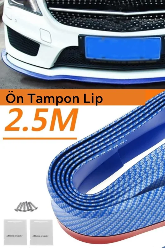 Ergonomik 2,5 Metre Mavi Kauçuk Araba Ön Tampon Koruma Şeridi
