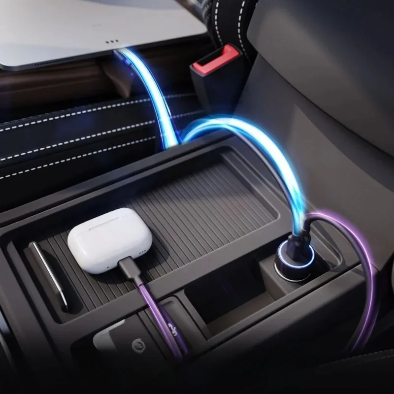 Pratik Hızlı Şarj Adaptörü Type-C ve USB 2 Portlu Araç İçi Cihaz
