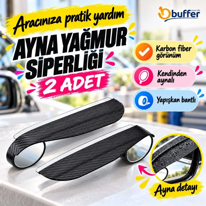 Şık Tasarım 2 Adet Kendinden Yapışkanlı Yağmur Koruyucu Visörler