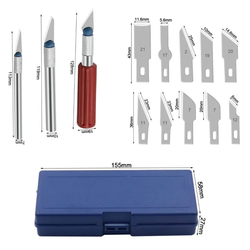 Ergonomik 16 Parça Hobi Gravür ve Oyma Seti ile Maket Bıçak