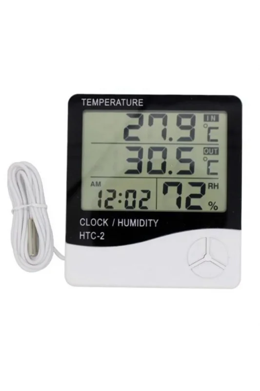 Ergonomik LCD Ekranlı Alarmlı Nem Ölçer ve Termometre
