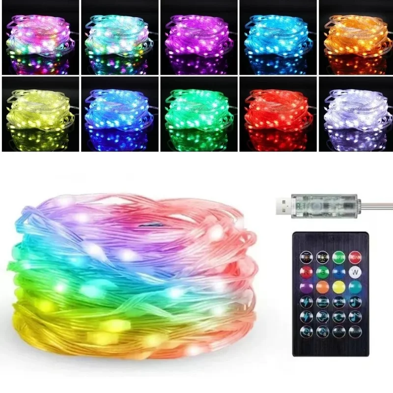 Ergonomik Çok Modlu 10 MT USB LED Işık Seti Uzaktan Kumanda ile