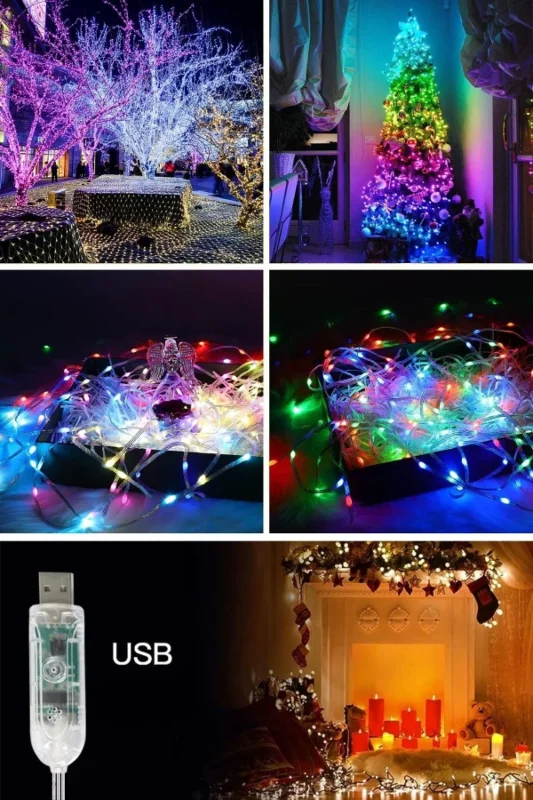 Ergonomik Çok Modlu 10 MT USB LED Işık Seti Uzaktan Kumanda ile