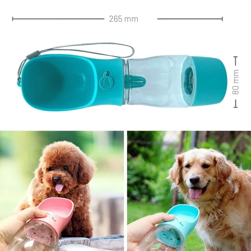 Ergonomik Sızdırmaz Seyahat İçin Taşınabilir Evcil Hayvan Su Kabı 380 ML