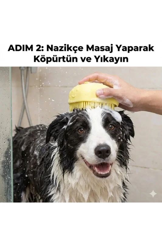 Ergonomik Silikon Masajlı Evcil Hayvan Yıkama Fırçası