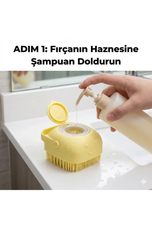 Ergonomik Silikon Masajlı Evcil Hayvan Yıkama Fırçası