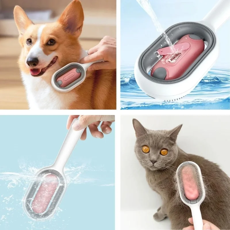Ergonomik Su Püskürtmeli Kedi ve Köpek Tüy Temizleme Fırçası