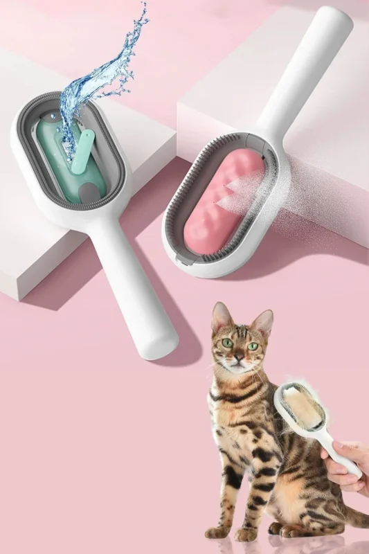 Ergonomik Su Püskürtmeli Kedi ve Köpek Tüy Temizleme Fırçası