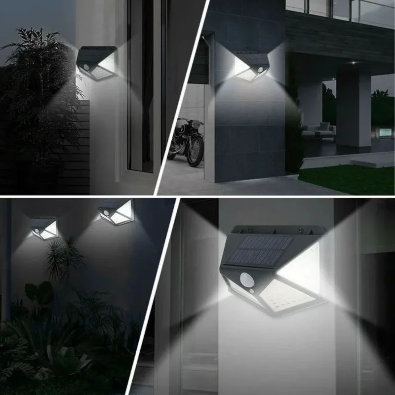Ultra Emici Güneş Enerjili 100 LED'li Bahçe Duvar Lambası