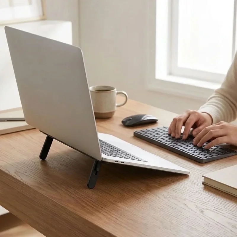 Ergonomik Katlanabilir Laptop Yükseltici Standı - 2 Kademeli Güçlü Yapışkanlı