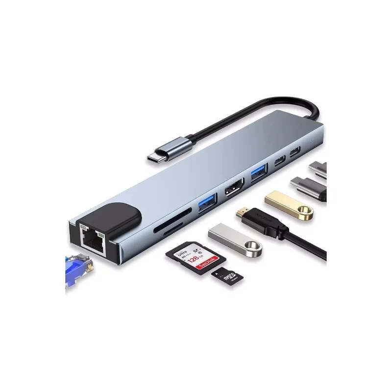 Ergonomik Çok Amaçlı USB-C Alüminyum Dönüştürücü Hub