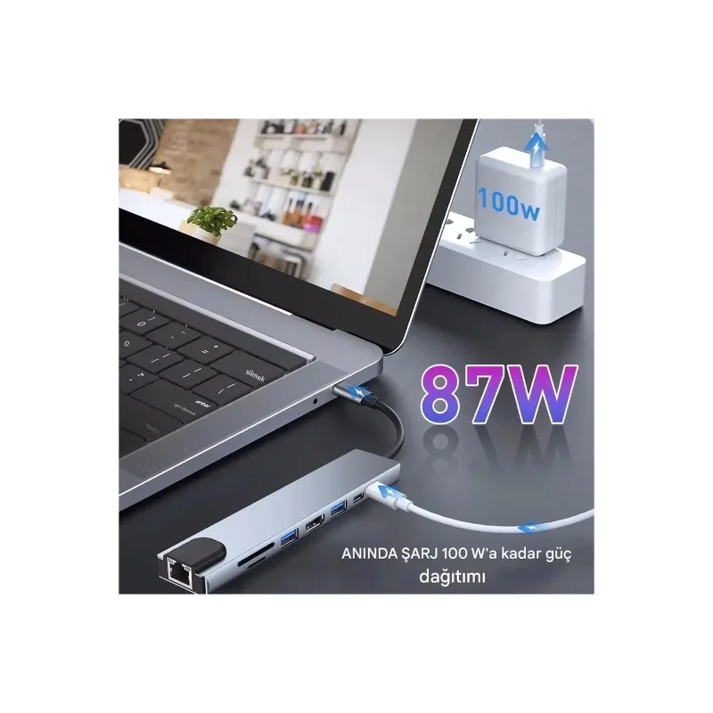 Ergonomik Çok Amaçlı USB-C Alüminyum Dönüştürücü Hub