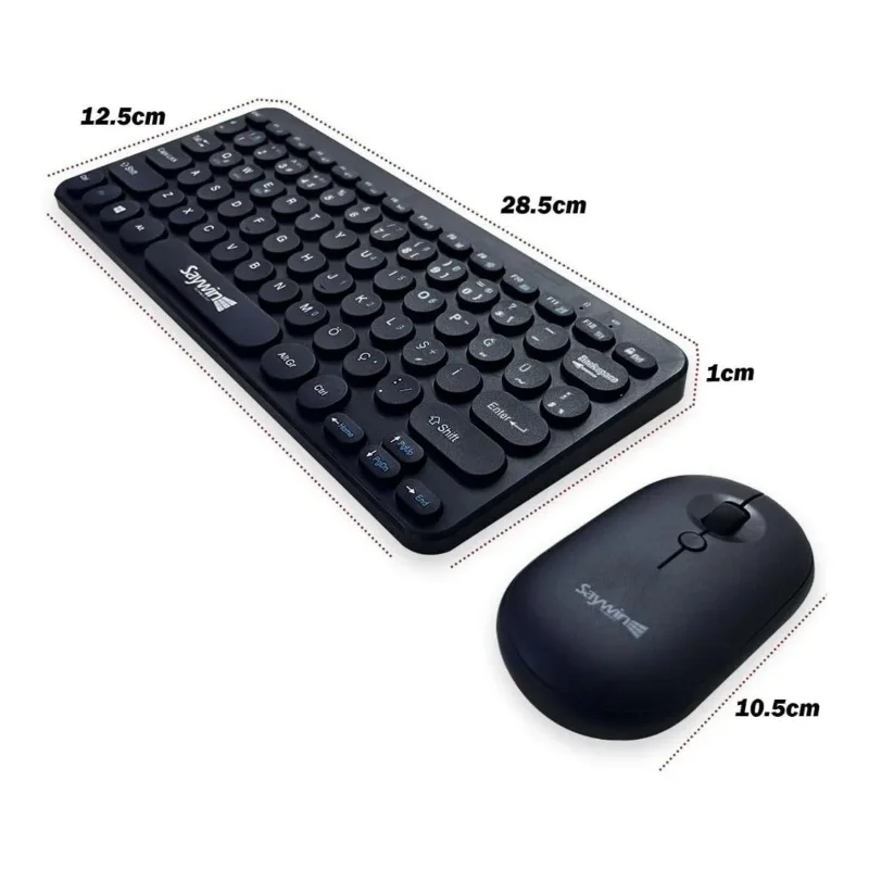 Ergonomik Taşınabilir Kablosuz Lacivert Bluetooth Klavye ve Mouse Seti