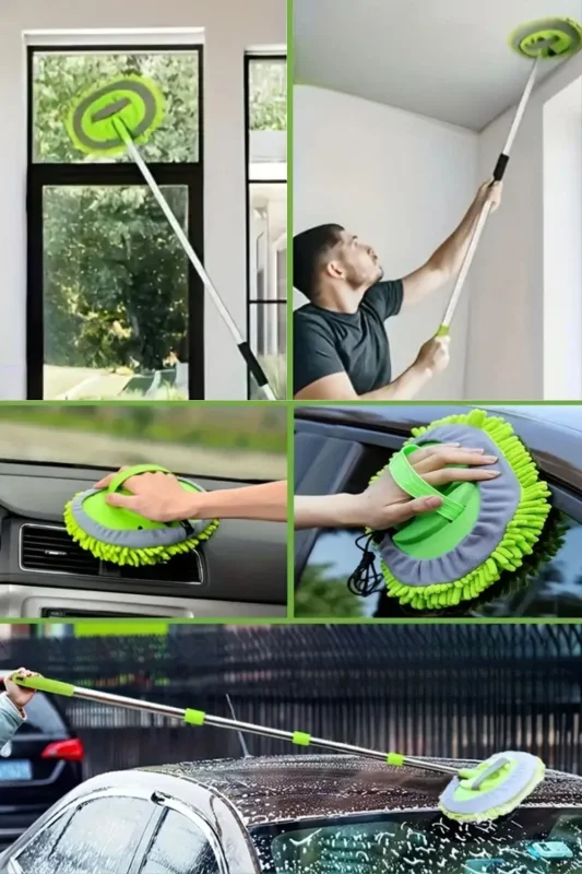 Ultra Emici Oto Yıkama Mop Seti ile Yedek Mikrofiber Bez