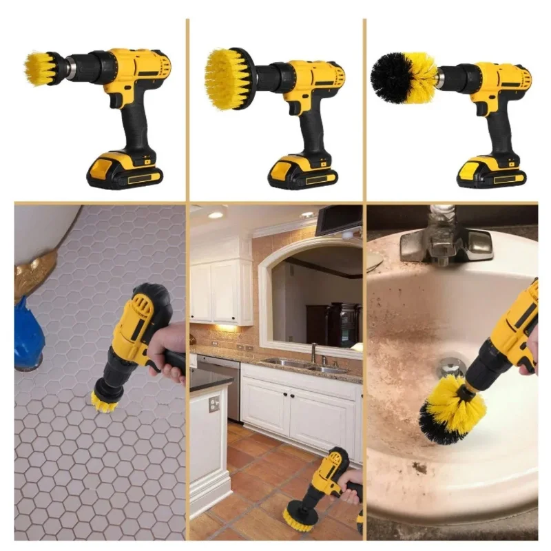 Çok Amaçlı Ergonomik Temizlik Fırçası Seti 3'lü Matkap Ucu