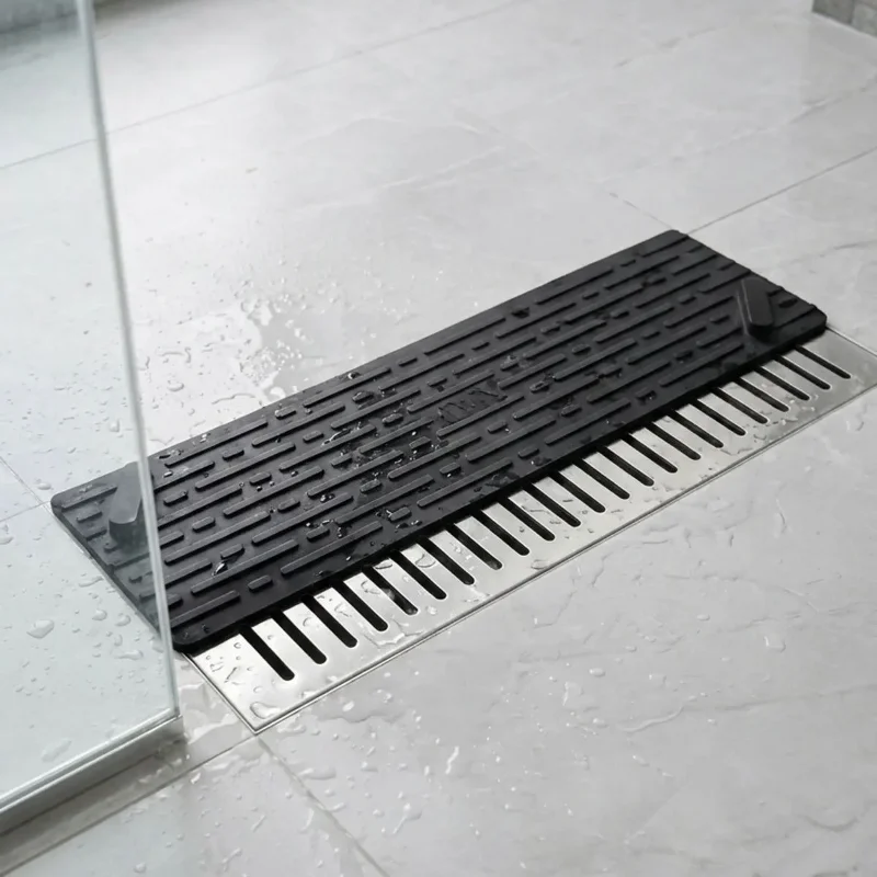 Ergonomik Koku Önleyici Silikon Gider Kapağı Mat - Uzun Siyah Tasarım