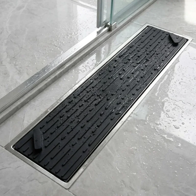 Ergonomik Koku Önleyici Silikon Gider Kapağı Mat - Uzun Siyah Tasarım