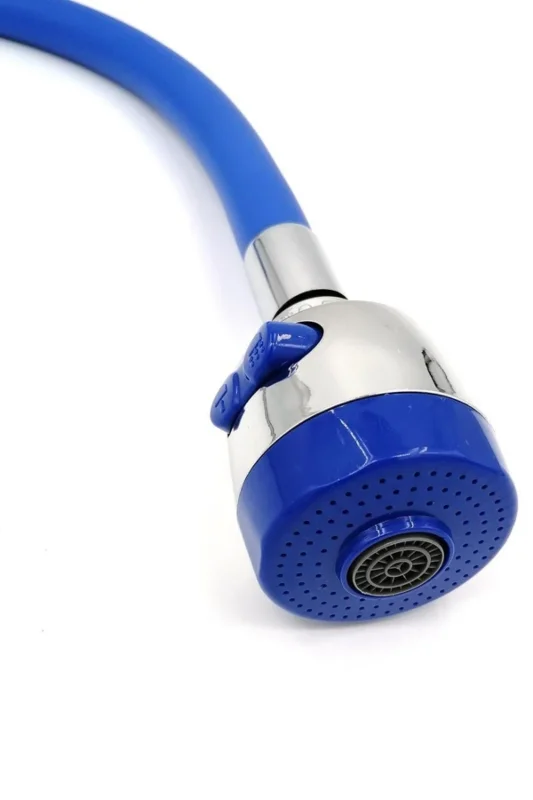 Ergonomik Mavi Renkli Bükülebilir Lavabo Musluk Başlığı