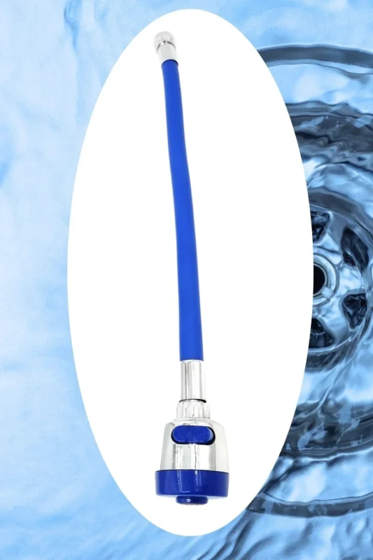 Ergonomik Mavi Renkli Bükülebilir Lavabo Musluk Başlığı