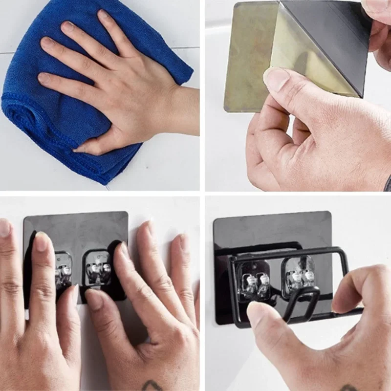 Ergonomik Yapışkanlı Siyah Fön Makinesi Tutucu Askı