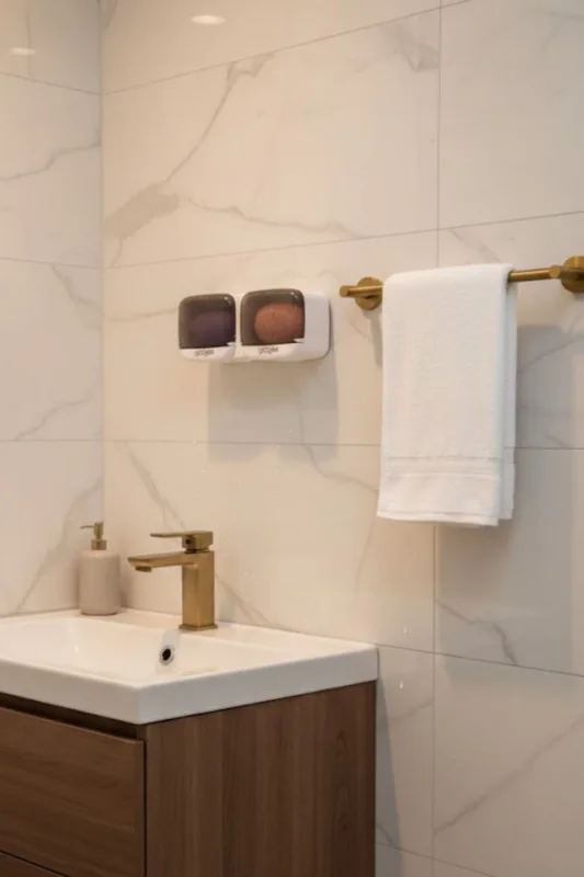 Ergonomik Yapışkanlı İkili Kapaklı Sabunluk Organizeri - Banyo ve Mutfak İçin