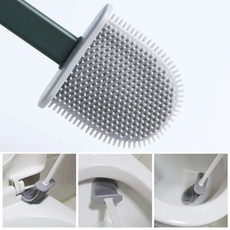 Ergonomik Duvara Monte Silikon Başlıklı Tuvalet Fırçası Seti