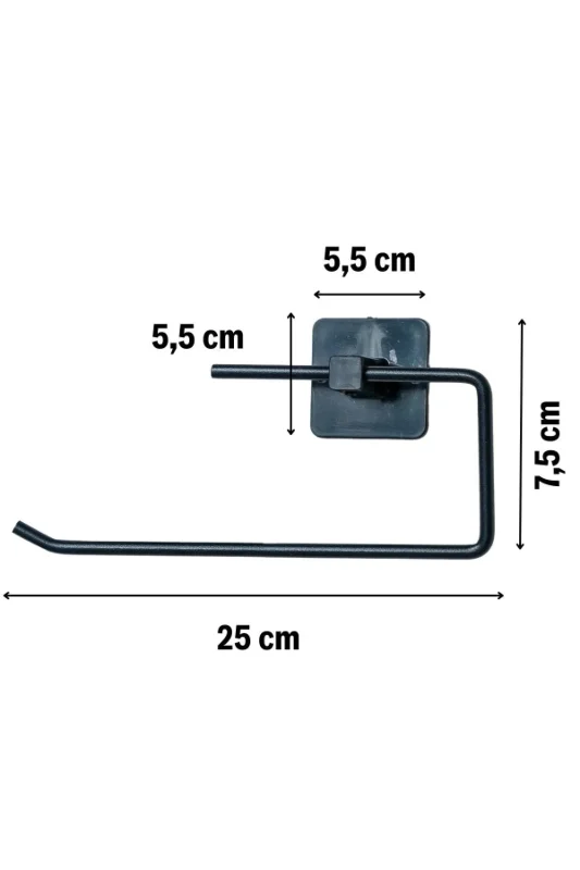 Ergonomik Yapışkanlı Siyah Metal Rulo Havluluk Aparatı