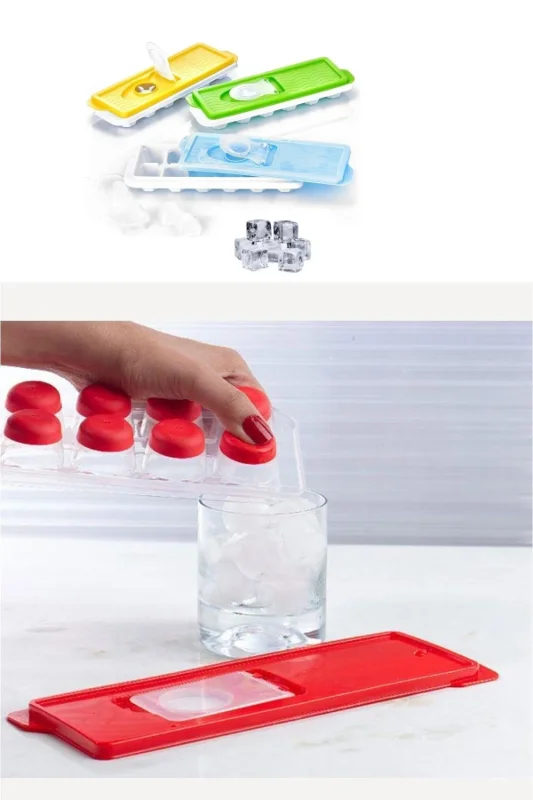 Dayanıklı Kapaklı Silikon Tabanlı 12'li Buz Küpü Kalıbı