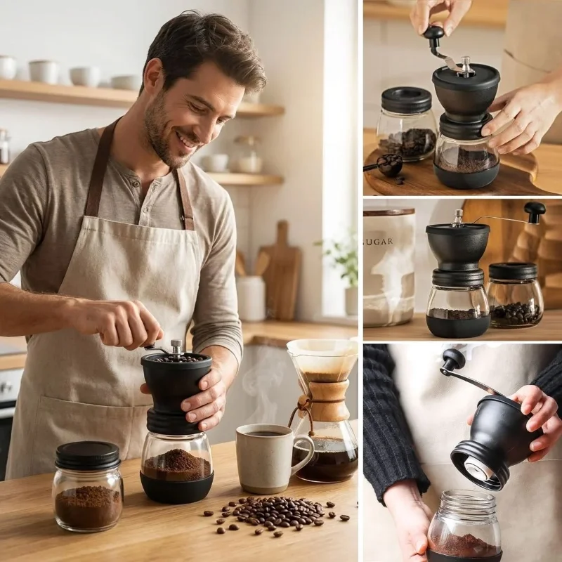 Ergonomik Manuel Cam Hazneli Kahve ve Baharat Değirmeni – 2. görsel