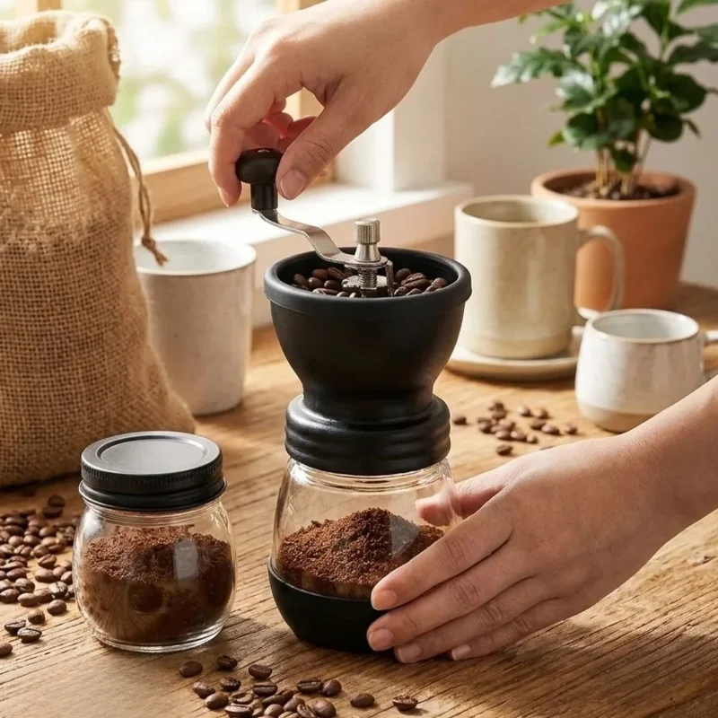 Ergonomik Manuel Cam Hazneli Kahve ve Baharat Değirmeni – 3. görsel