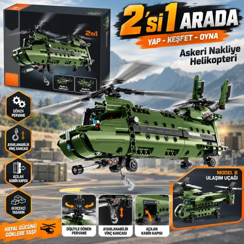 Askeri Helikopter 2in1 394 Parça Oyun Seti