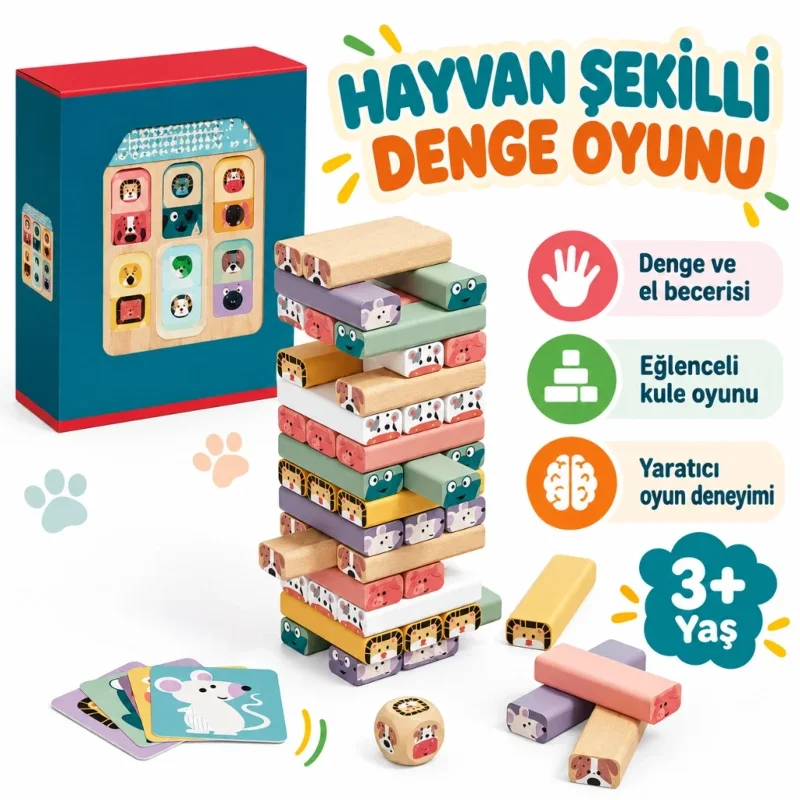 Eğlenceli Hayvan Şekilli Denge Oyunu 1 Adet