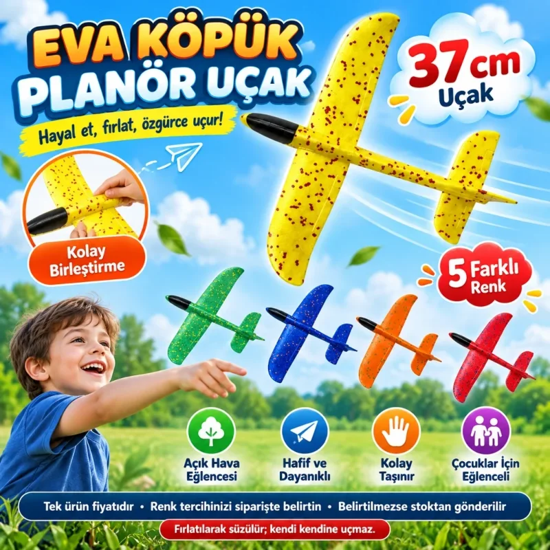 Siyah Başlıklı Eva Uçak 37 cm - Oyun ve Eğlence – 2. görsel